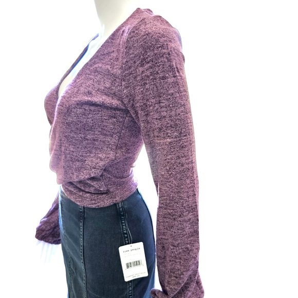 NWT LULUS Laid Back Luxury Purple Heather Knit Long Sleeve Crop Top - Picture 8 of 9
